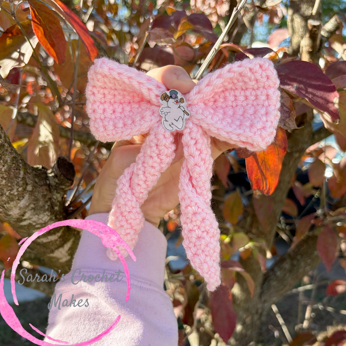 4" Pink Snowman Sailor Bow