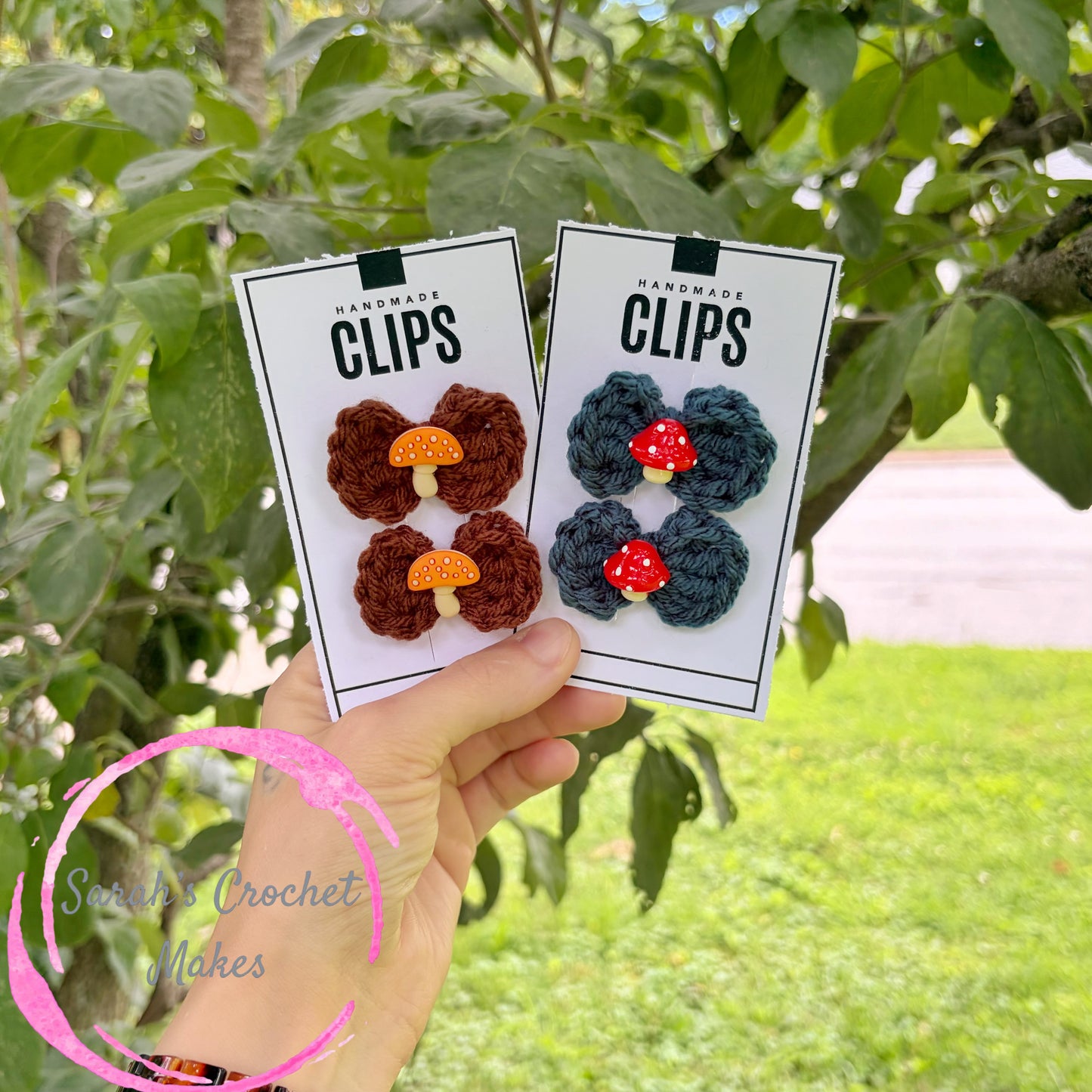 Mushroom Mini Piggie Bows (CLIPS)