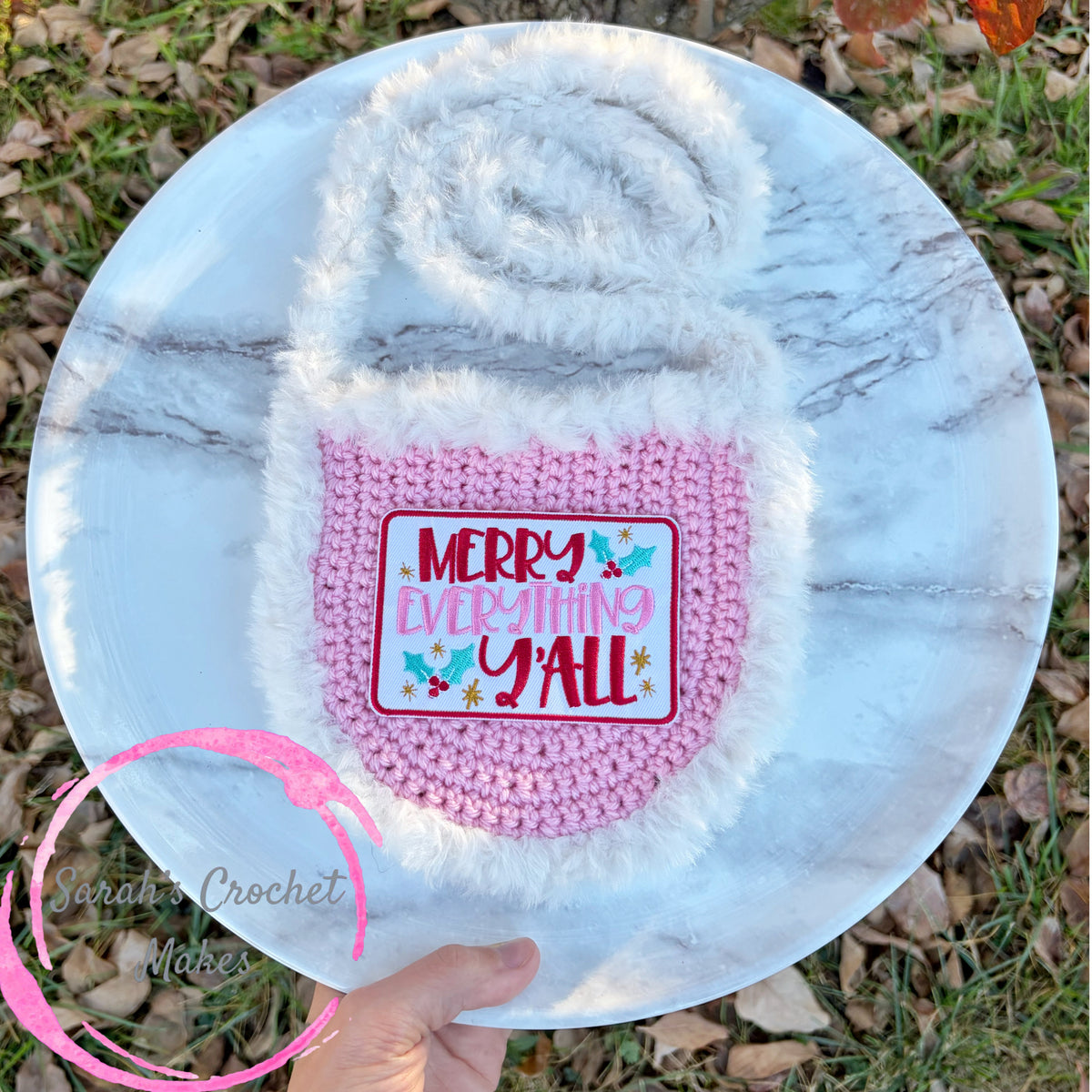 Pink Christmas Fuzzy Purse, Merry Everything Y'all