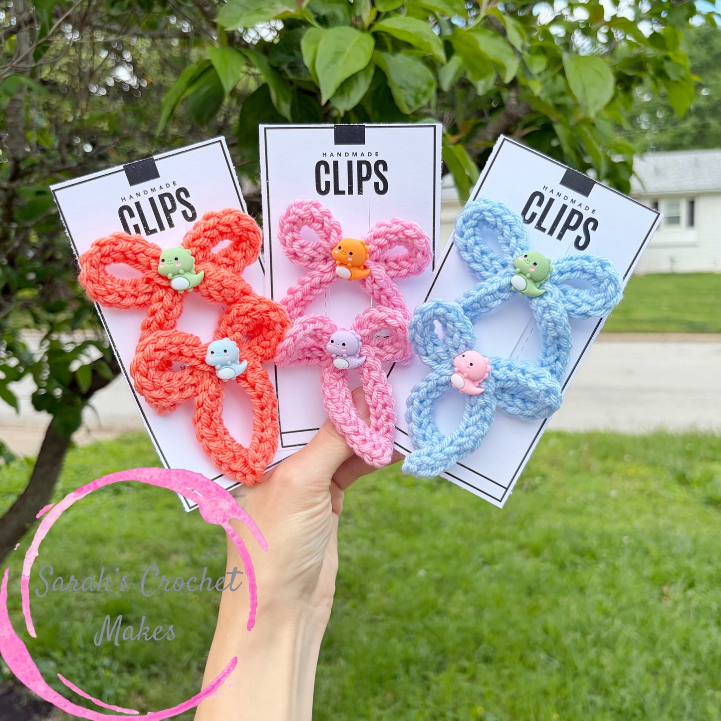 Dino Handtied Piggies (on clips)