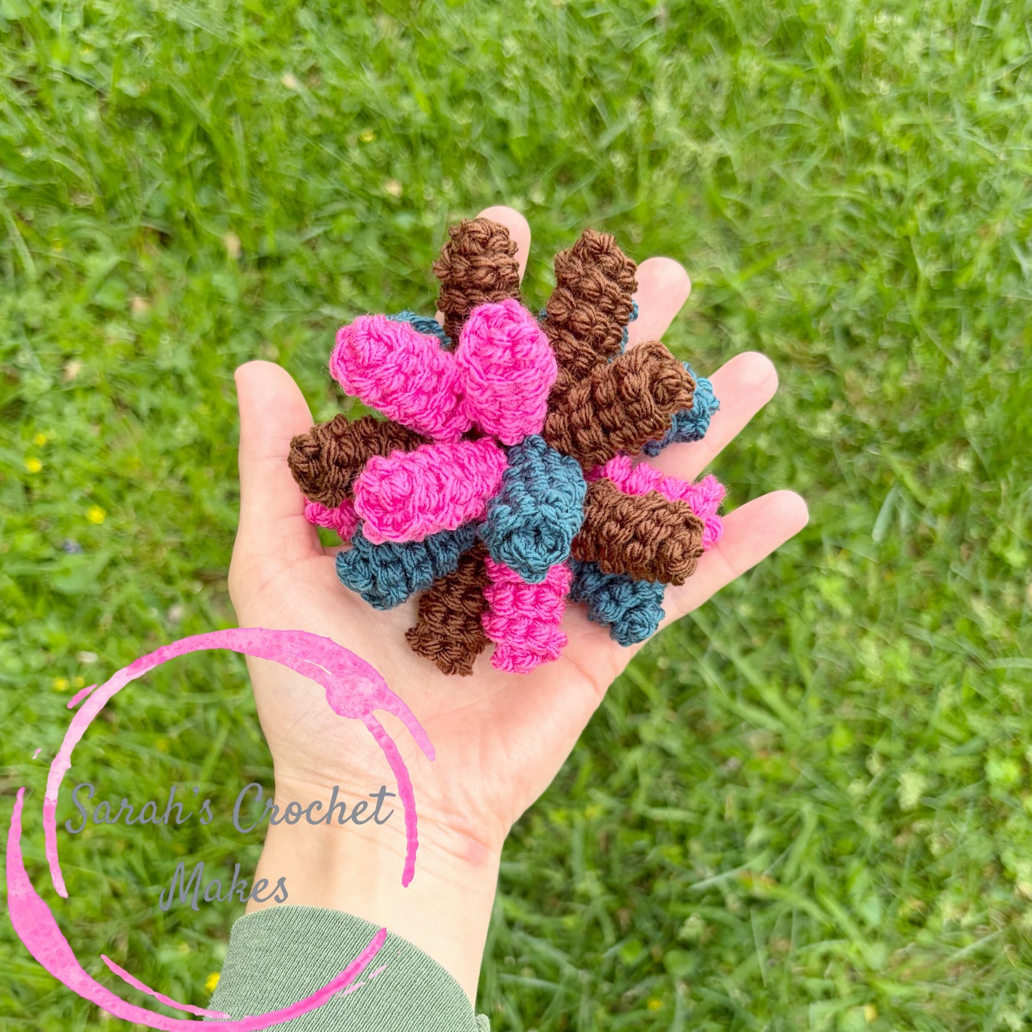 Hot Pink/Brown/Teal Popper on CLIPS (ADD 2 FOR PIGGIES)