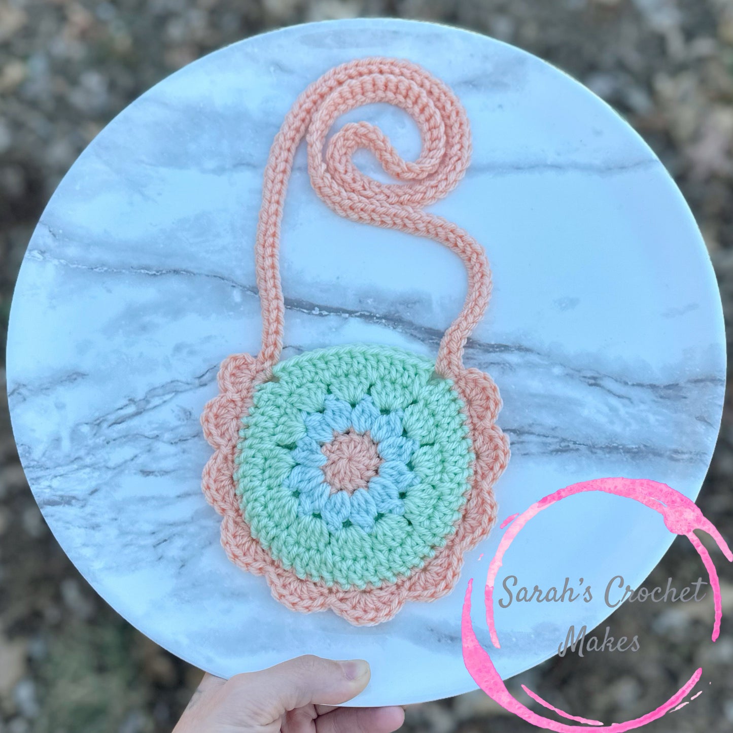 Blue/Mint/Peach Flower Purse