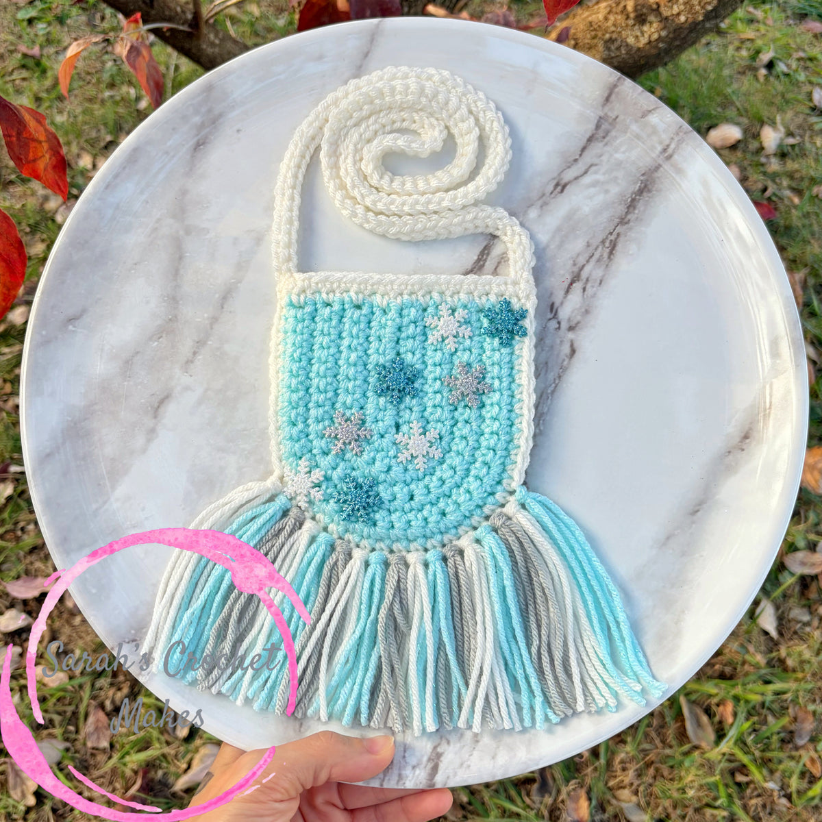 Sparkle Blue Snowflake Boho Purse