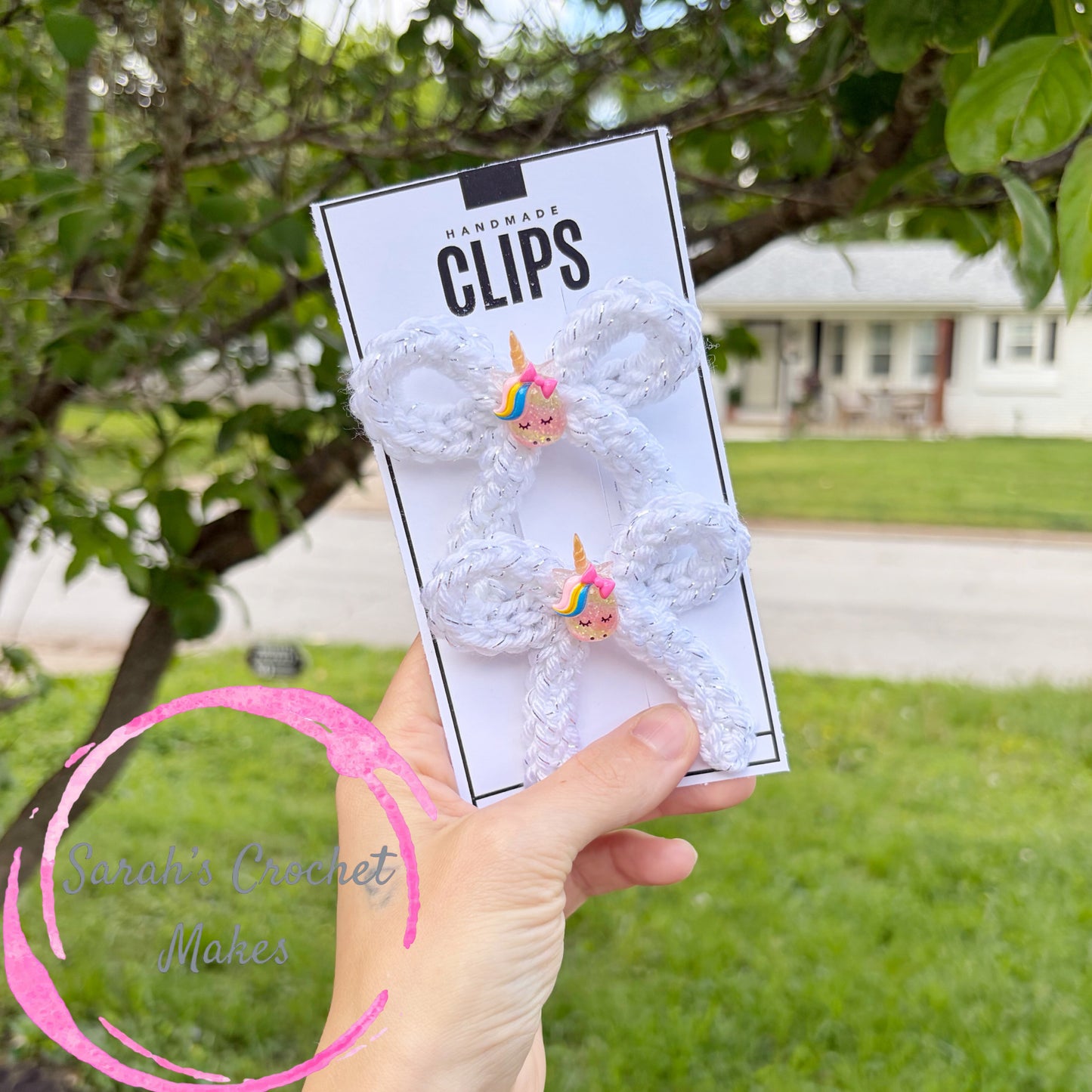 Unicorn Handtied Bows (on clips)