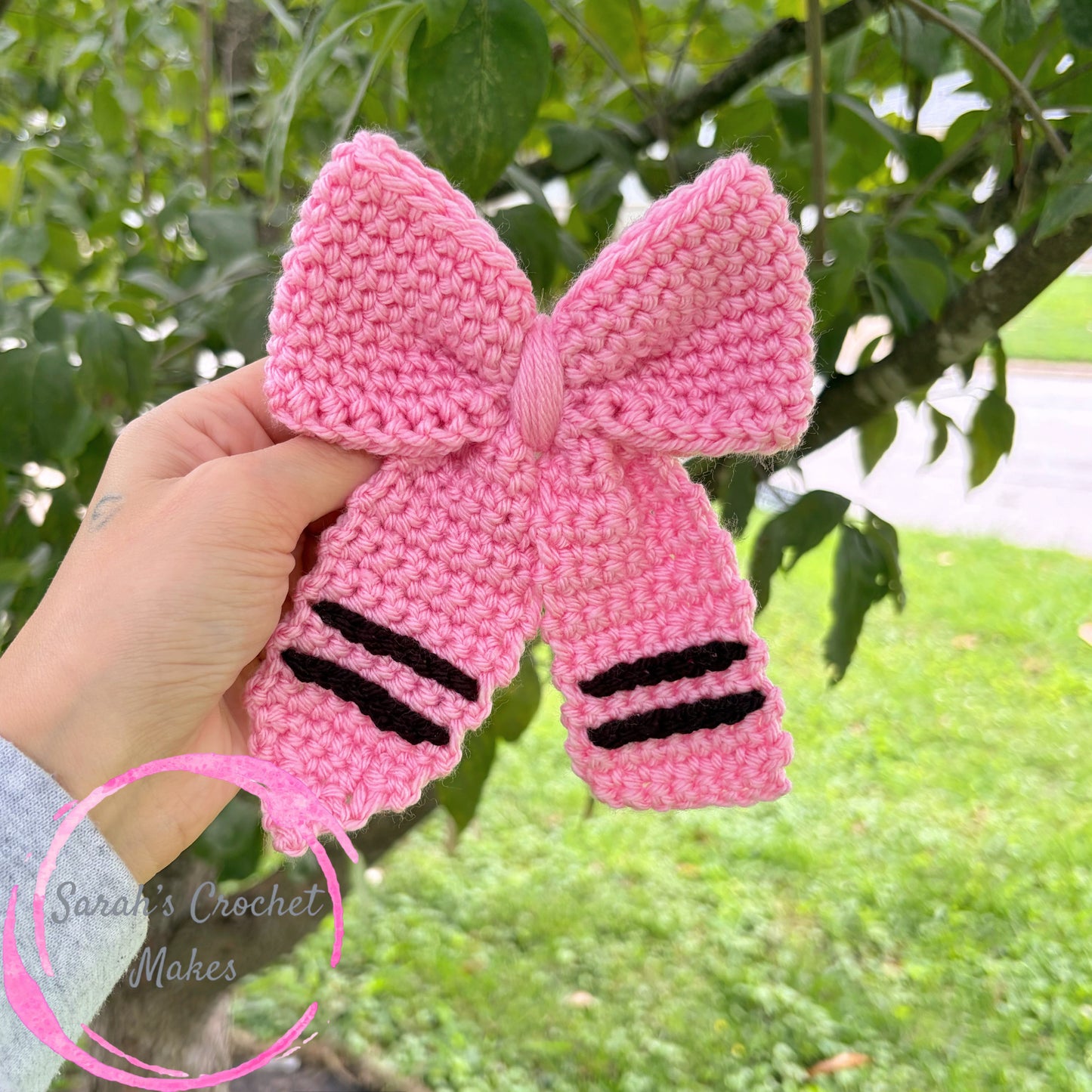 4.5" Pink Crayon Bow (ON CLIP)