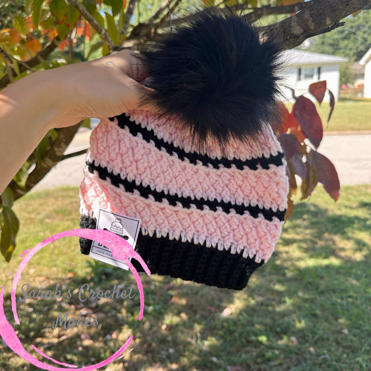 Pink/Black Women's Beanie