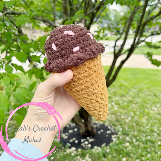 Chocolate w/ Pink Sprinkles, Ice Cream Plushie