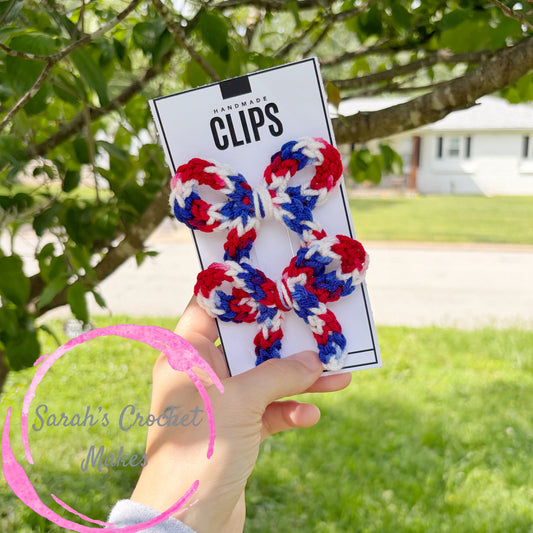 RWB Multi-Colored 3" Handtied Bows (on clips)
