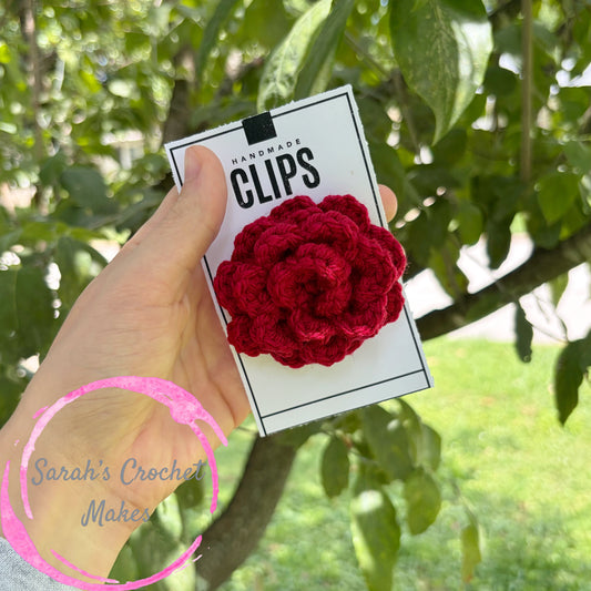 Burgundy Rose Hair Clips (ADD 2 FOR PIGGIES)