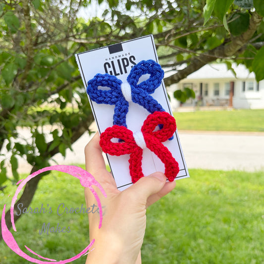 RWB 3" Handtied Bows (on clips)