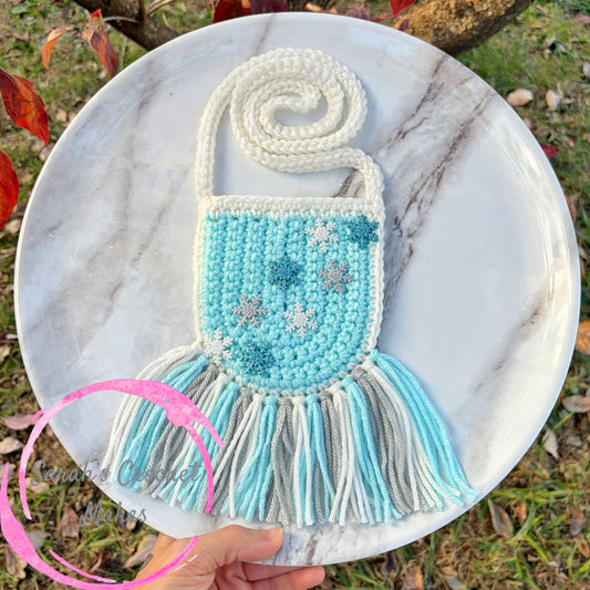 Sparkle Blue Snowflake Boho Purse