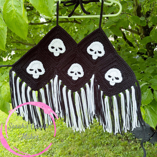 Skull Open Back Halter Top