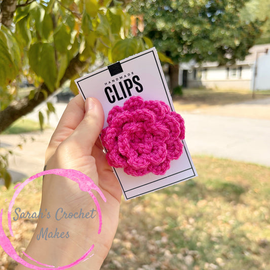 Hot Pink Rose Hair Clip