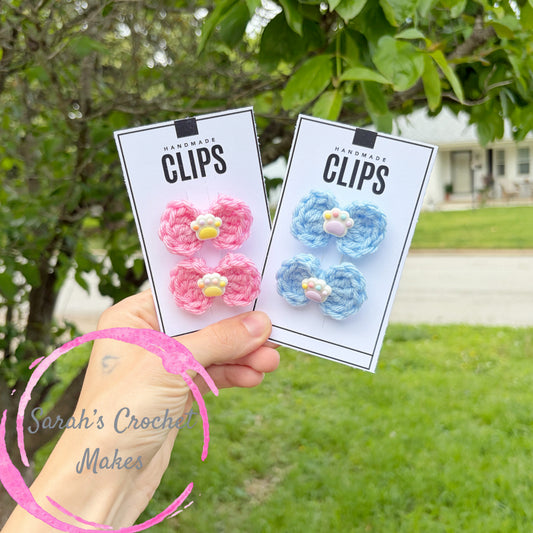 Paw Print Mini Bows (on clips)