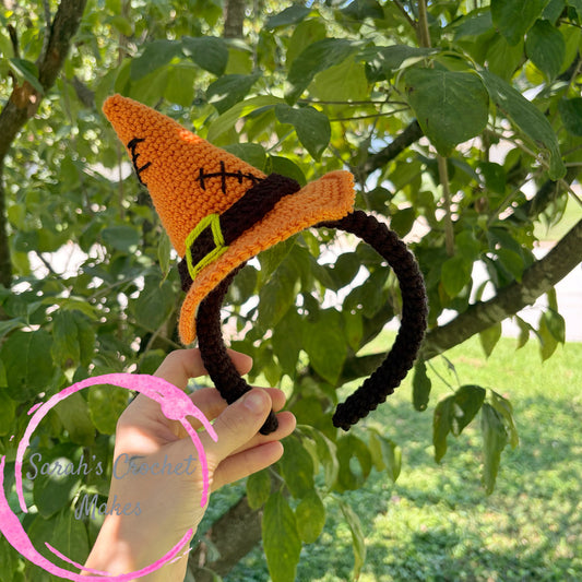Orange Witch Hat Headband (Fits 3+ through Adult)