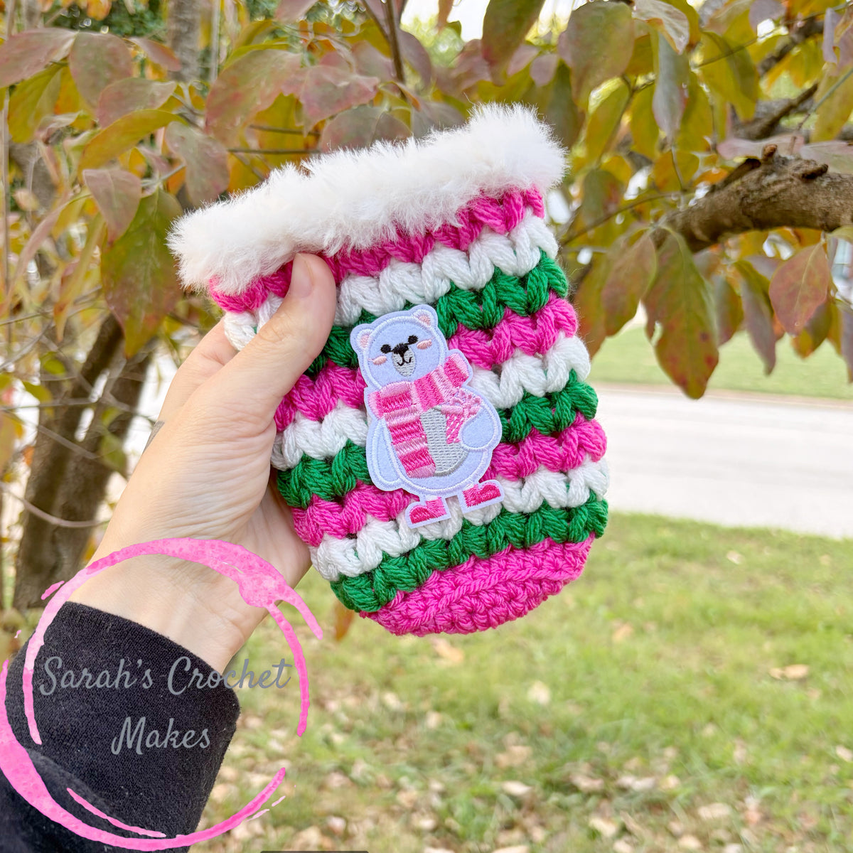 Pink Christmas, Polar Bear Cozy (LARGE)