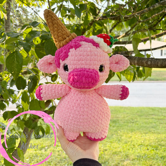 Strawberry Ice Cream Cow Plushie