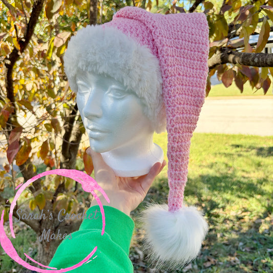 Fur Brim Pink Santa Hat
