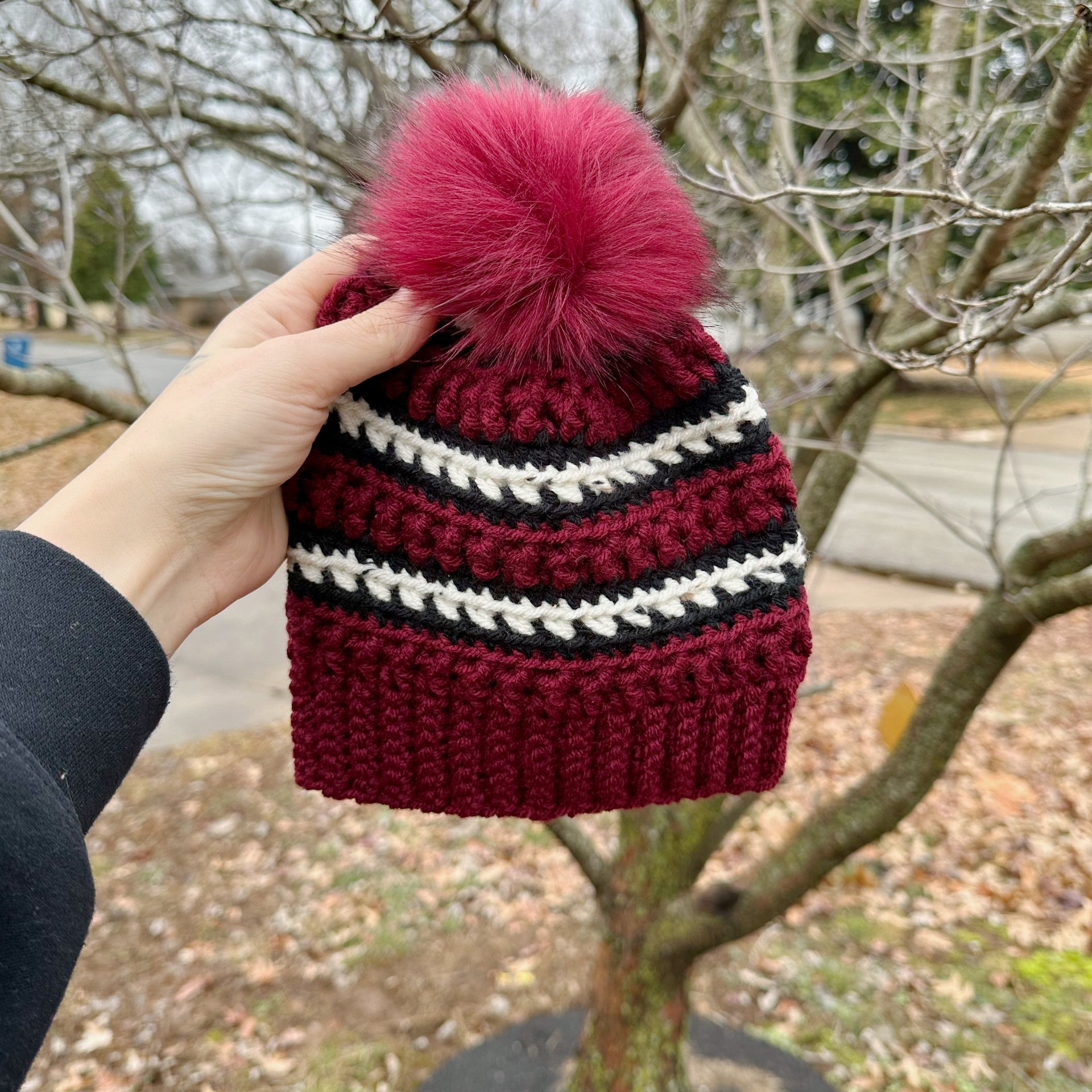 Crochet Hat Red Plaid Beanie Hat Crochet Buffalo Plaid Cc Beanie