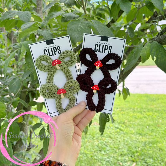 Mushroom 3" Handtied Piggie Bows (CLIPS)