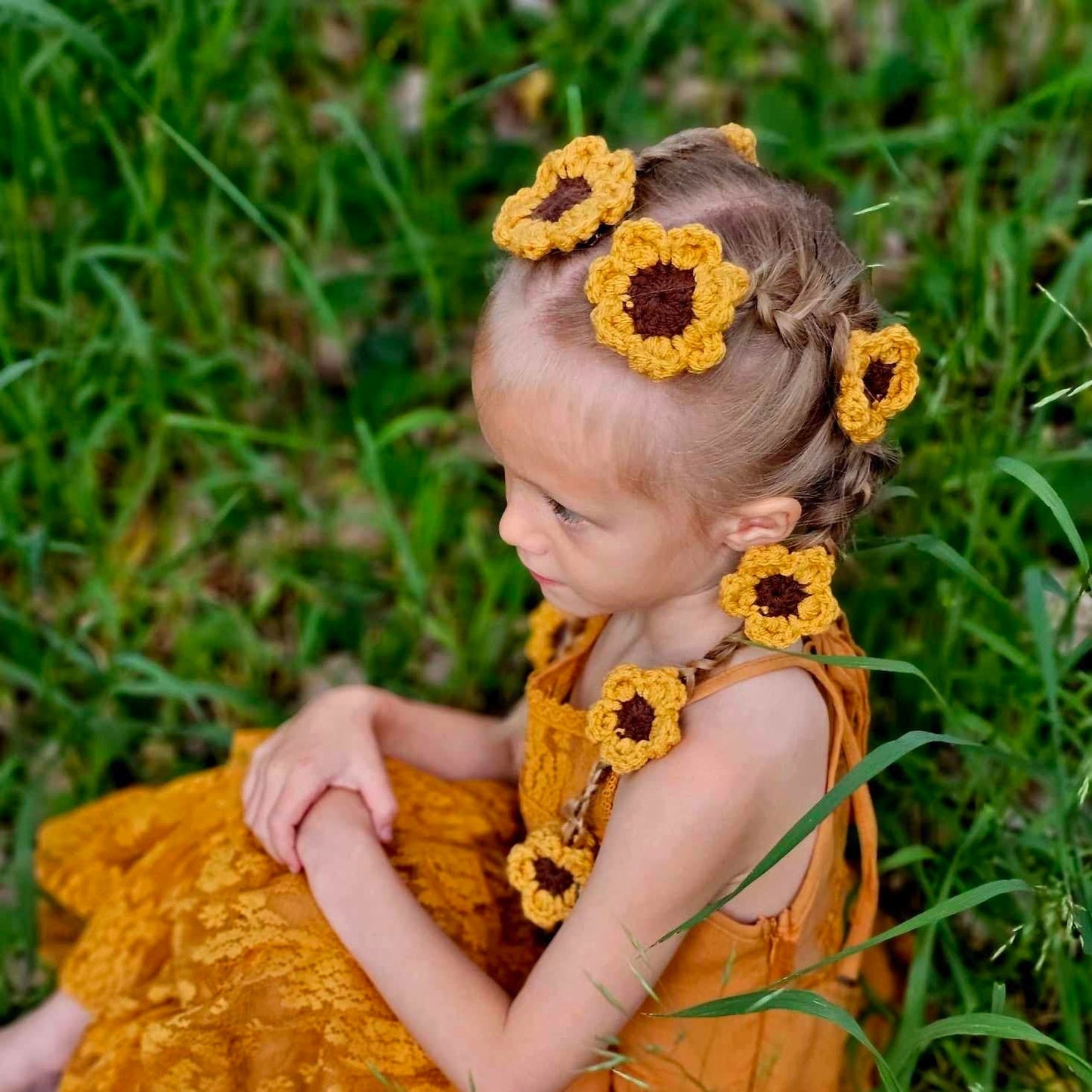 Flower Hair Braid-Ins, Single Strand (add 2 to cart for piggies)