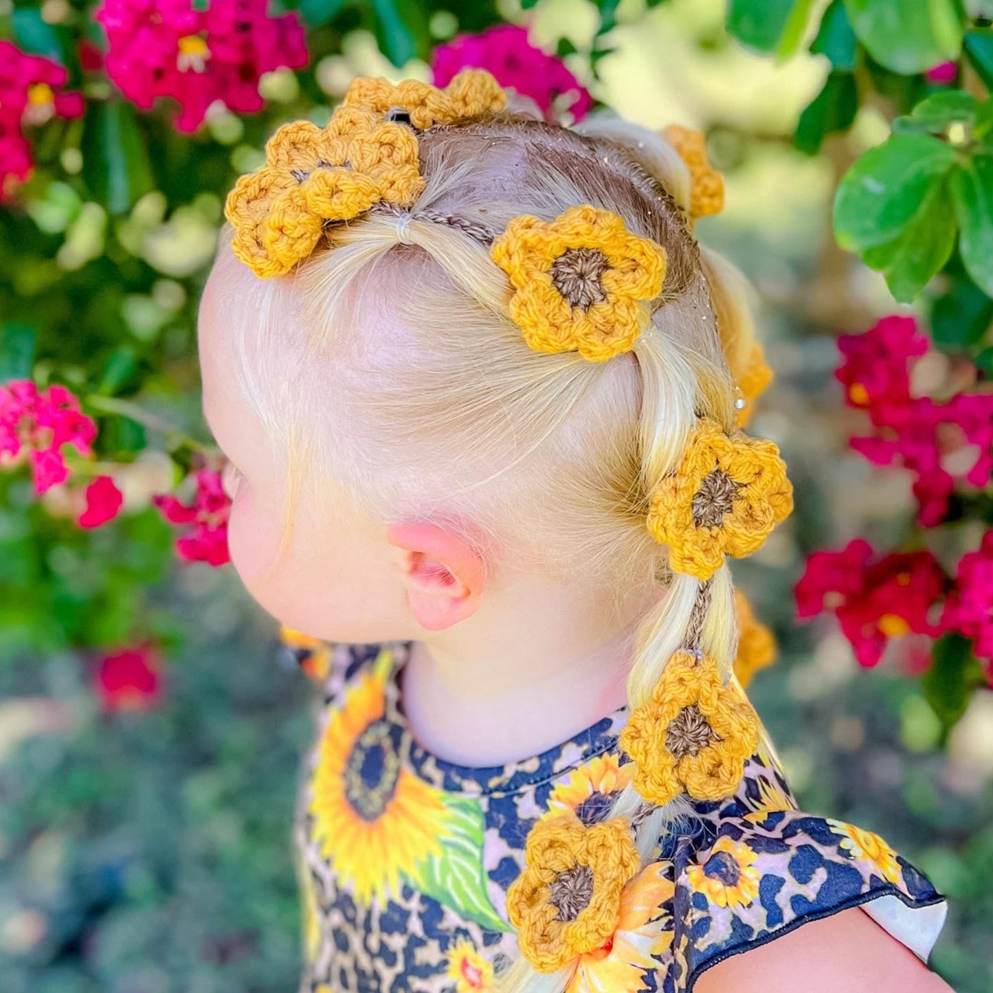 Flower Hair Braid-Ins, Single Strand (add 2 to cart for piggies)