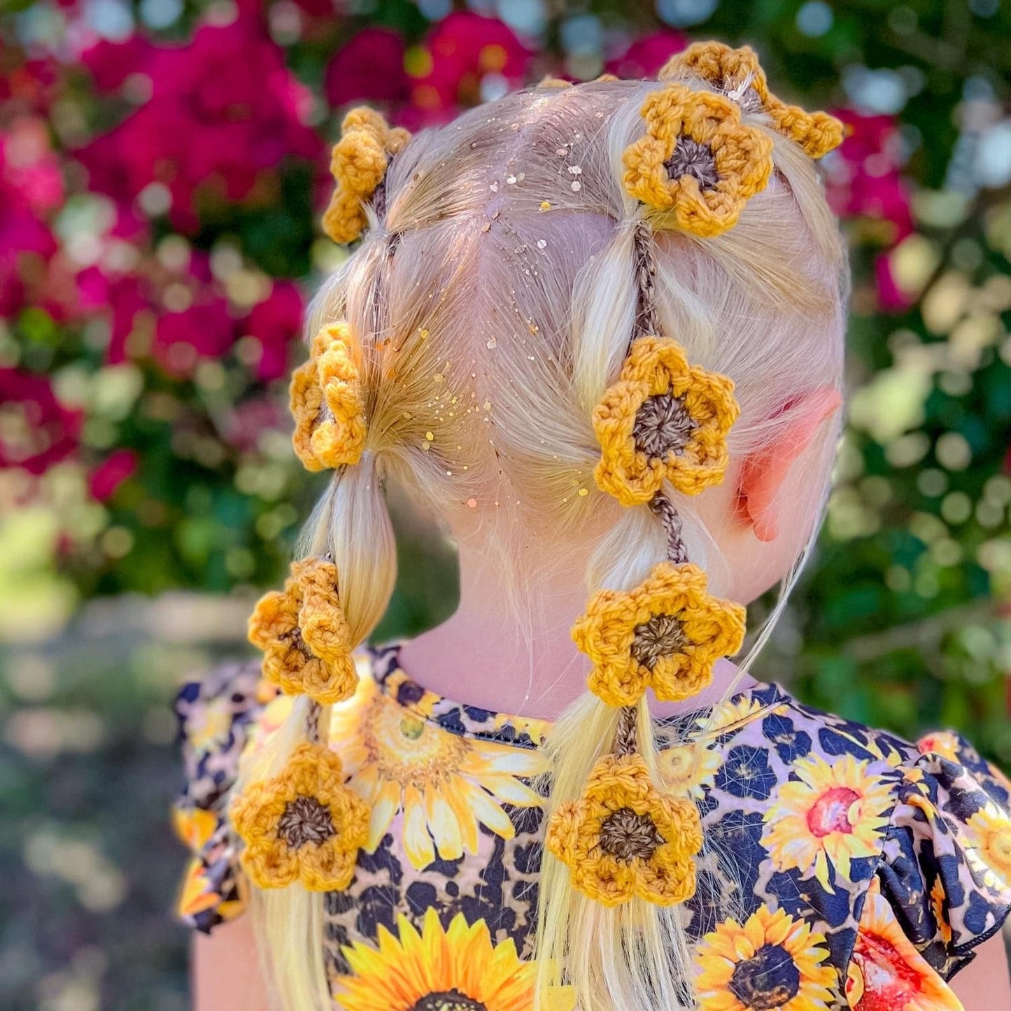 Flower Hair Braid-Ins, Single Strand (add 2 to cart for piggies)