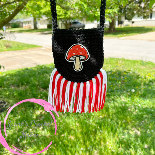 Black Mushroom Boho Purse