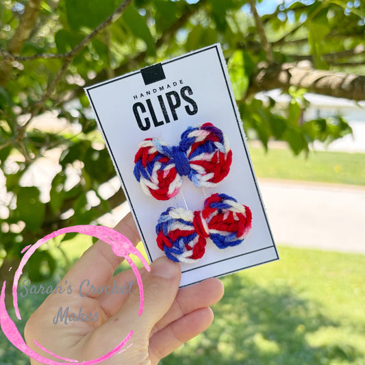 RWB Multi-Colored 2" Mini Bows (on clips)