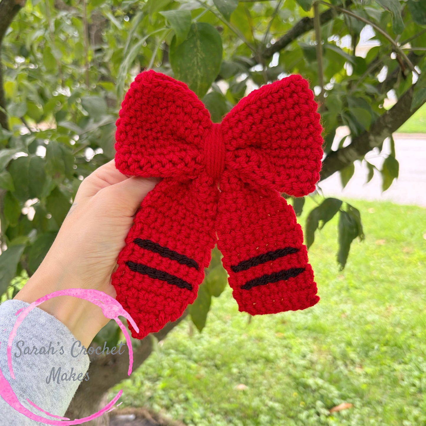 5" Red Crayon Bow (ON CLIP)