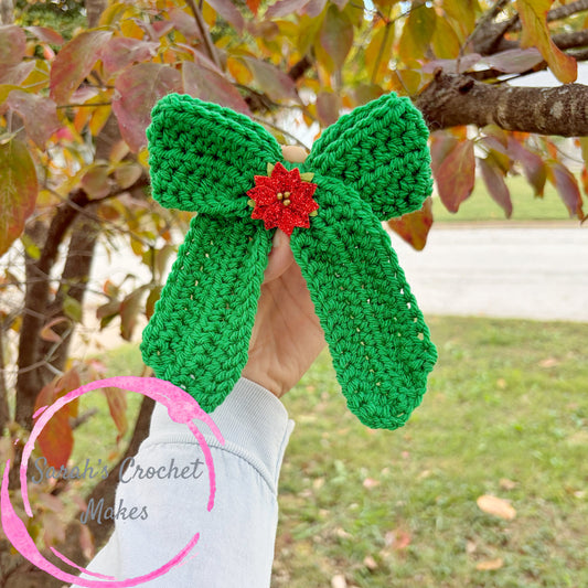 Green Poinsettia Sailor Bow (ON CLIP)