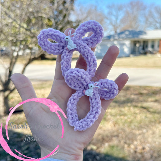 Purple Handtied Bunny Piggie Bows
