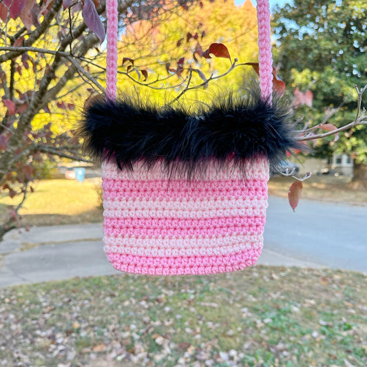 Pink Purse with Black Fur