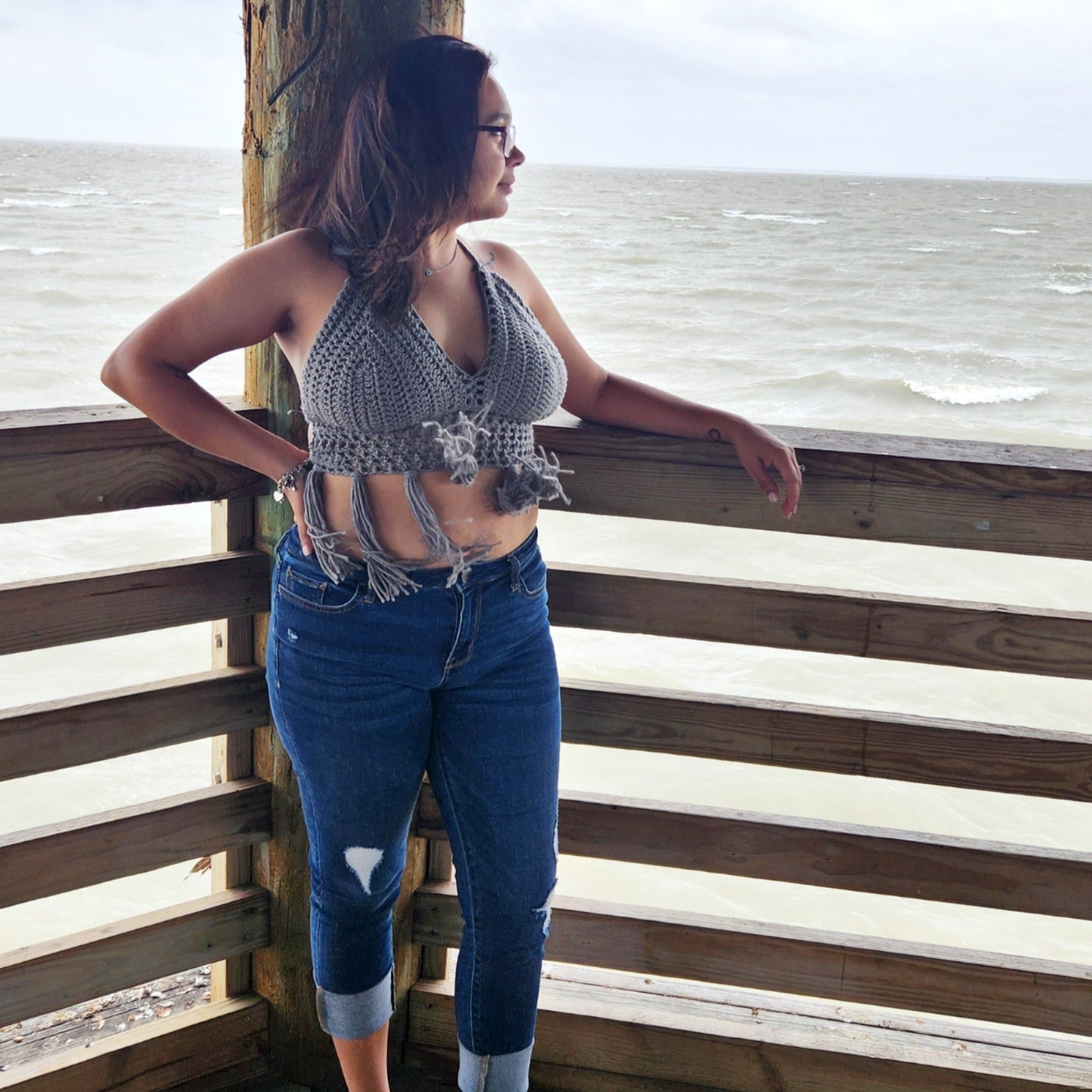 Womens fringe summer crop top