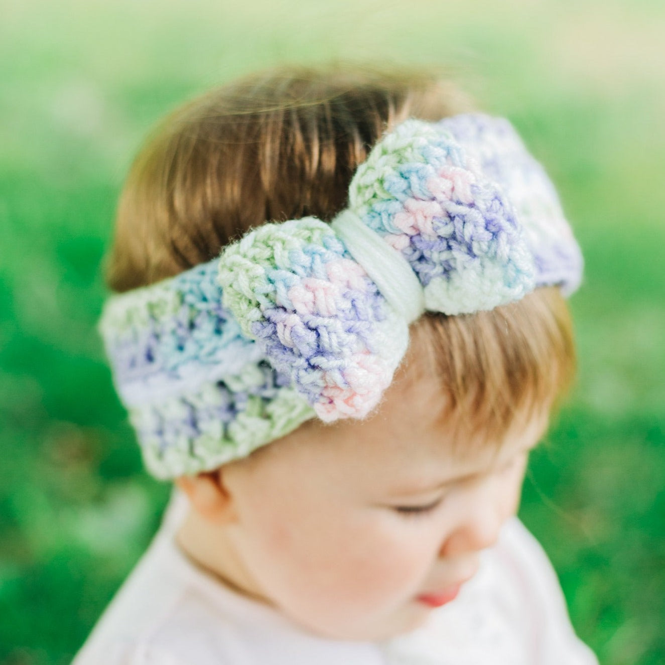 Pastels and white ear warmer