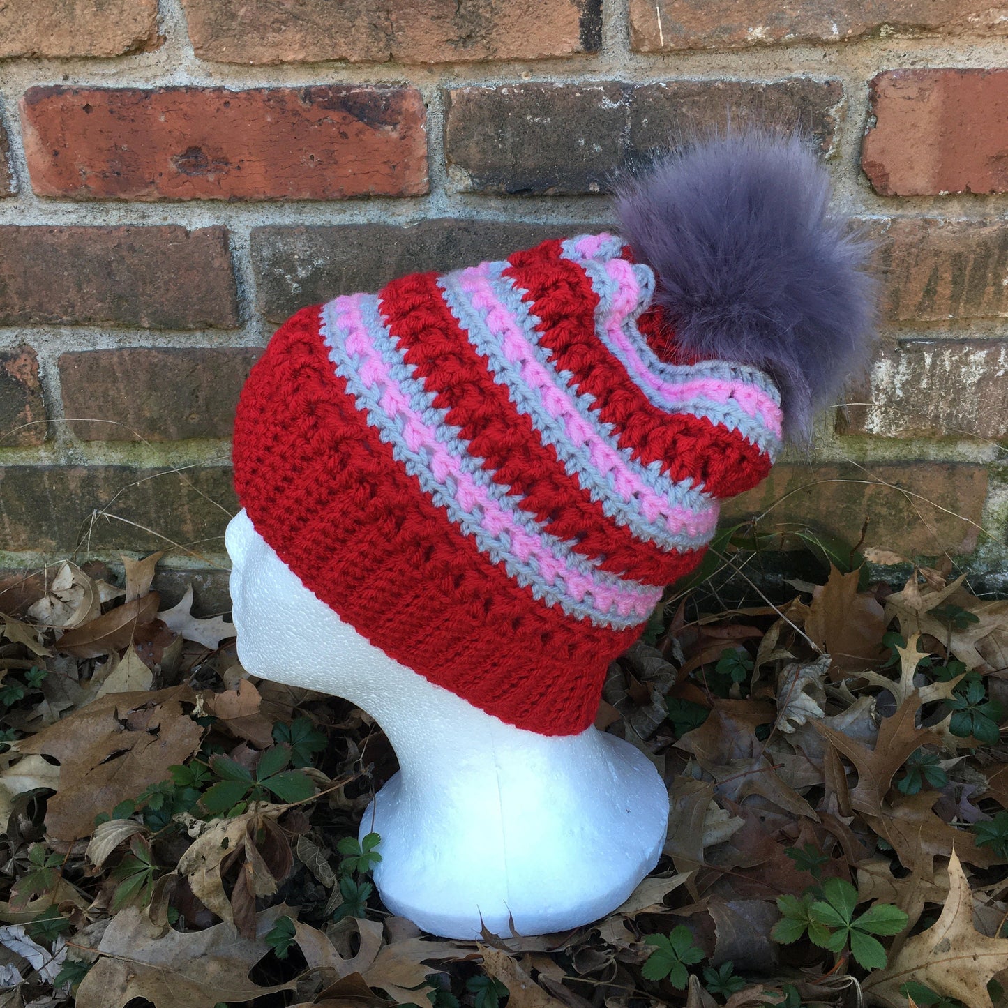 Red, Grey and Pink Beanie