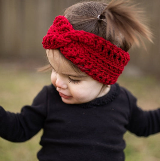 red twisted headwrap ear warmer