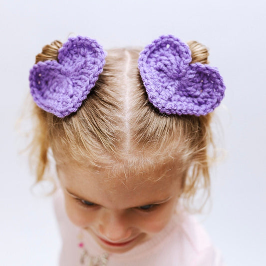 Purple heart hair bow piggies